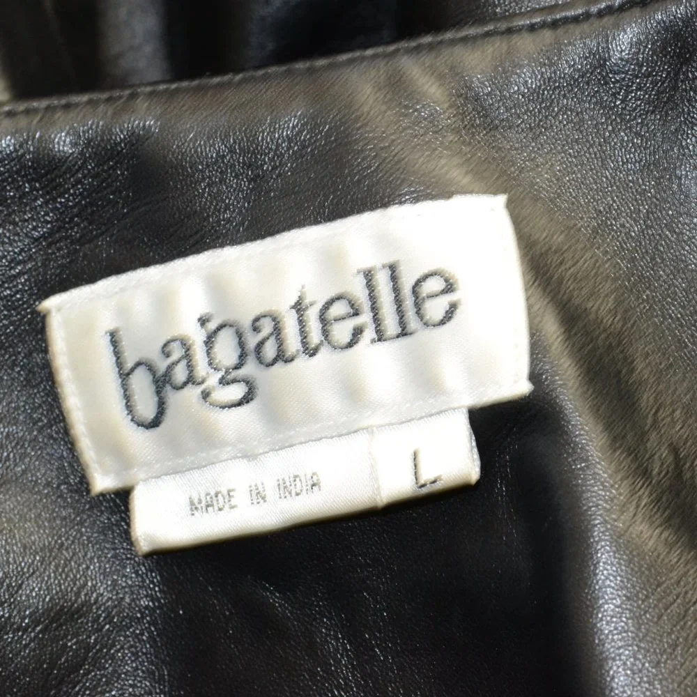 Bagatelle Black Leather Jacket Size Large Full Zip - Picture 11 of 14
